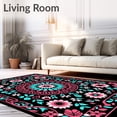 thumbnail image 2 of ODIKA 3'x5' Machine Washable Non-Slip Area Rug, Garden Handcraft Embroidery Floral High Traffic Rug, Pink, 645785, 2 of 7