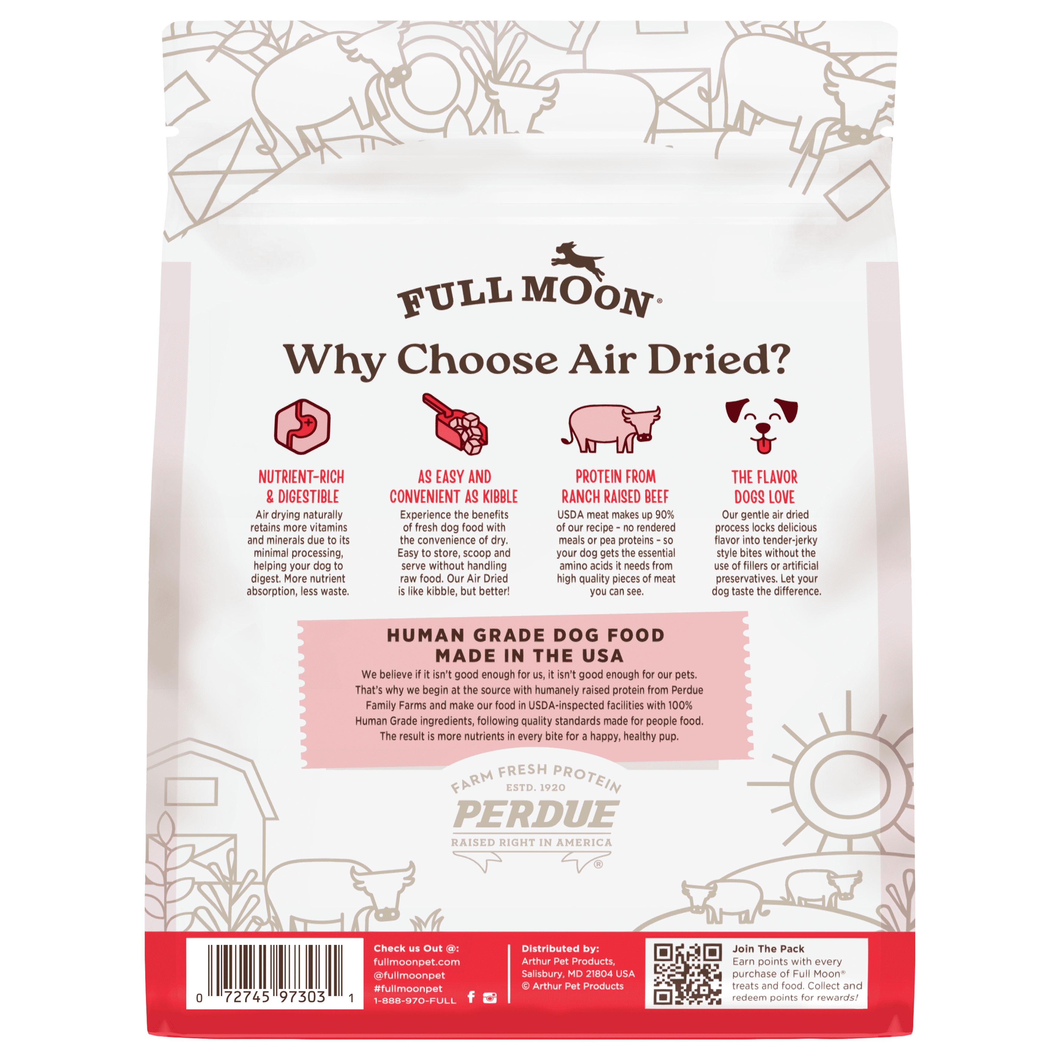 Full Moon Air Dried Beef Dog Food (Premium Feed, 16 Ounces)