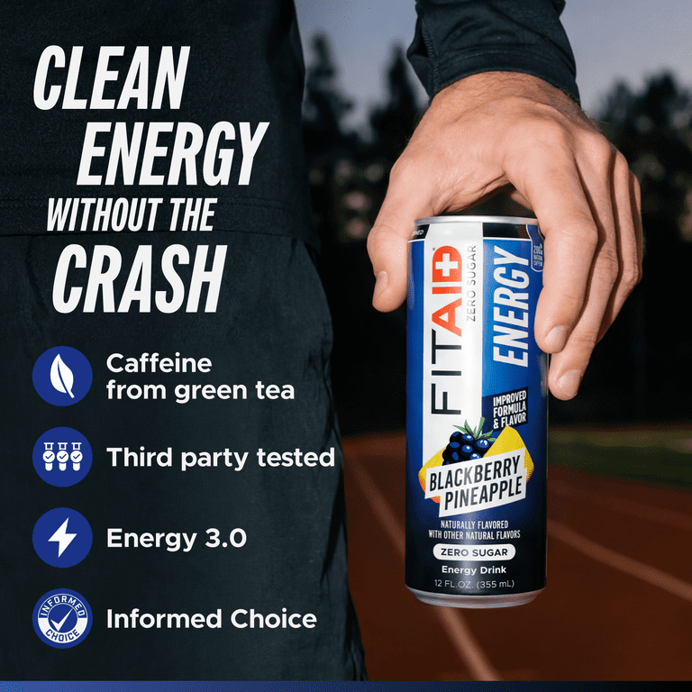 LIFEAID, FITAID ENERGY, 12-oz. cans (Pack of 12), Blackberry