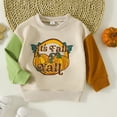 thumbnail image 2 of Otqutp Girls Cute Clothes Toddler Boys Girls Sweater Autumn Long Sleeved Round Neck Pumpkin Letter Printing Color Block Sweater Party Birthday School, 2 of 6