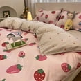 thumbnail image 4 of Simple Gird Bedding Set Strawberry Duvet Cover Flat Sheet Pillowcases Twin Single Queen Size Bed Linen Home Textile, 4 of 7