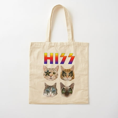 Hiss Funny Cats Kittens Rock Rockin T-Shirt Gift Tee Pun Cotton Tote Bag Canvas Tote Bag  Family Gift For Mother  Her