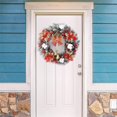 thumbnail image 4 of One opening Artificial Christmas Wreath Snow Flocked Pine Wreath with Poinsettia Berries Bells Ball Ornaments, 4 of 8