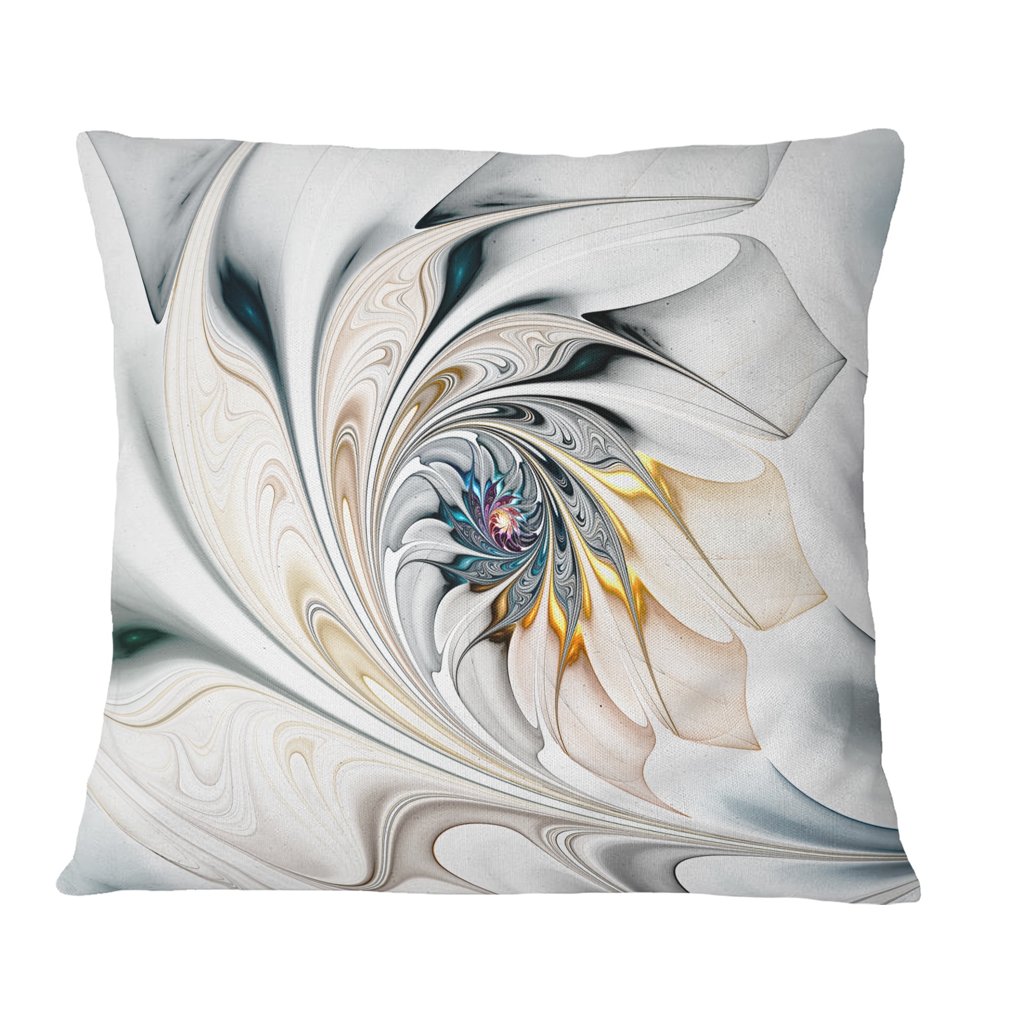 Designart 18" x 18" White Polyester Throw Pillow