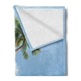 thumbnail image 2 of Ocean Soft Flannel Fleece Throw Blanket, Photo of a Tropical Island with Coconuts Palm Trees and Swing Beach Exotic, Cozy Plush for Indoor and Outdoor Use, 50" x 60", Cream Blue Green, by Ambesonne, 2 of 5