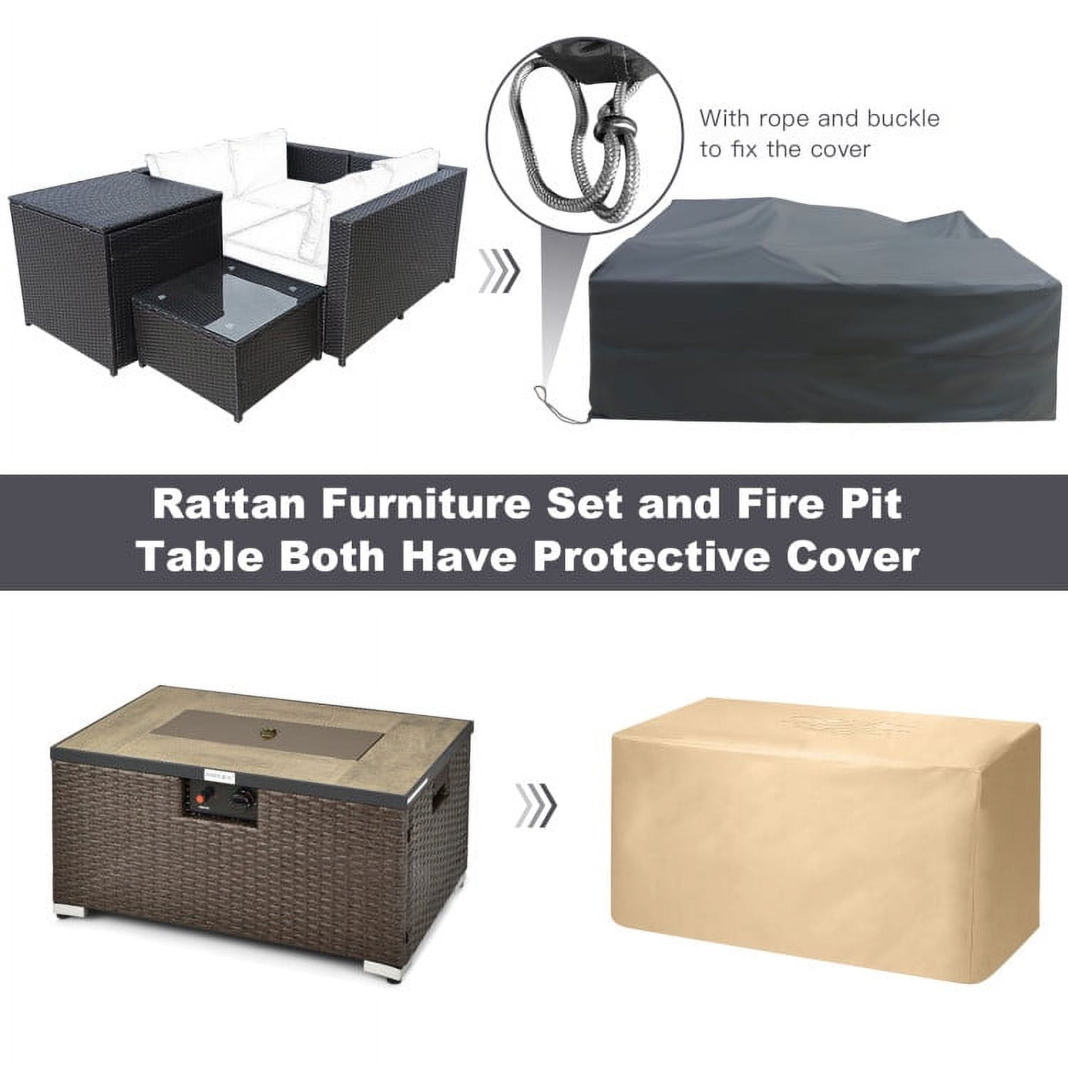 Aimee Lii 6 Pieces Outdoor Wicker Furniture Set with 32" Propane Fire Pit Table, Patio Conversation Sets, Turquoise Aimee Lii 6 Pieces Outdoor Wicker Furniture Set with 32" Propane Fire Pit Table, Patio Conversation Sets, Turquoise