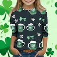 thumbnail image 2 of LckLvx Kids St Patricks Day Tops Cute Print 3/4 Sleeve Crewneck Shamrock Graphic Pullover Casual Blouse 3-12 Years, 2 of 5