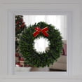 thumbnail image 2 of Northlight 17-Inch Pre-Lit Green Tinsel Artificial Christmas Wreath with Bow - Clear LED Lights, 2 of 7