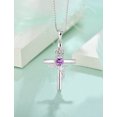 thumbnail image 6 of VESITIM Cross Pendant Necklace Sterling Silver Infinite Rose Flower Necklace Women Faith Jewelry Gift with February Birthstone Created Amethyst, 6 of 7