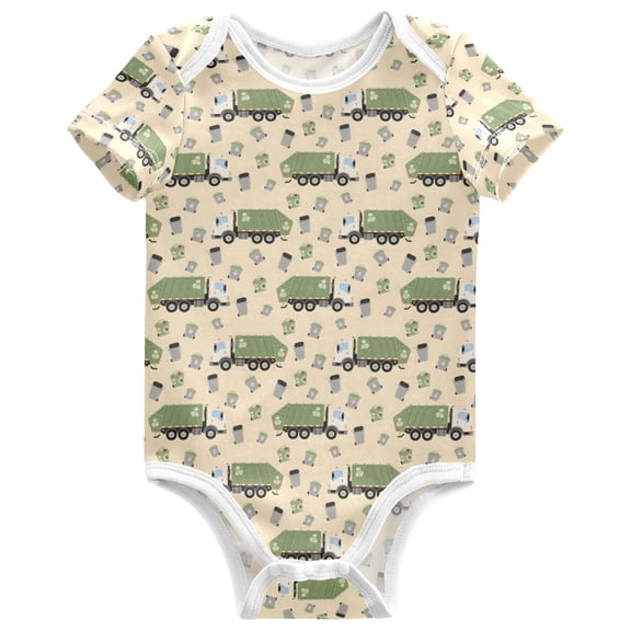 joogoo Garbage Trucks Pattern Baby Bodysuits Short Sleeve Cotton Onesies Clothes 6Months