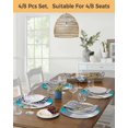 thumbnail image 5 of 15 Inch Round Placemats Set of 4, Blue Abstract Non Slip Heat Insulation PP Table Mats, Grey Geometric Oil Painting Vintage Gradient Washable Place Mats for Kitchen Dining Party Table Decor, 5 of 7