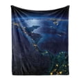 thumbnail image 1 of World Soft Flannel Fleece Throw Blanket, Countries Central America Earth at Night Costa Rica Nicaragua Pacific Ocean, Cozy Plush for Indoor and Outdoor Use, 60" x 80", Blue Forest Green, by Ambesonne, 1 of 6