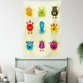 thumbnail image 4 of Alien Tapestry, Colorful Monsters Extraterrestrial Beings Illustration Childish Cartoon Art, Wall Hanging for Bedroom Living Room Dorm Decor, 40W X 60L Inches, Cream and Multicolor, by Ambesonne, 4 of 5