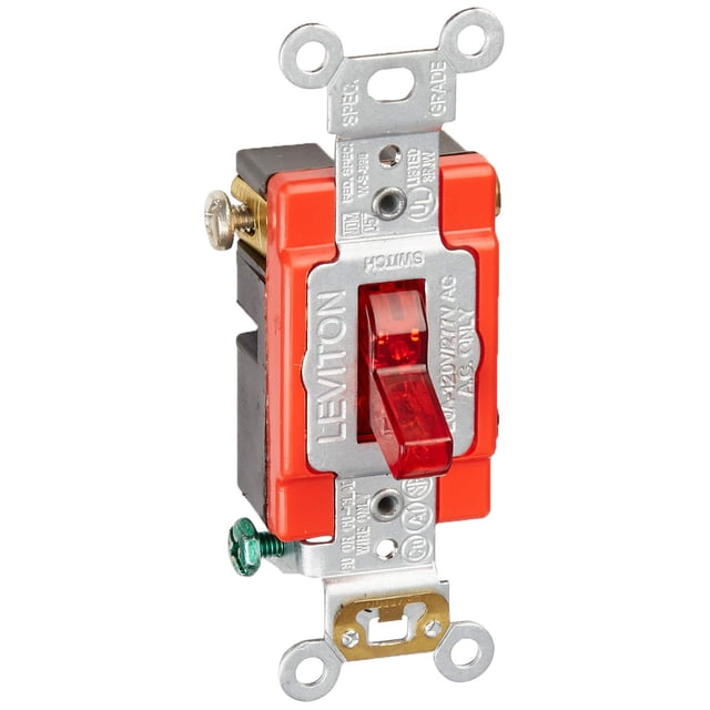 Luz piloto conmutable Switch Leviton, 20 A, 120 V, unipolar