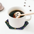 thumbnail image 5 of Lsque Mardi Gras Strings of Beads Pattern 4" Drink Coasters Set of 4, PVC Leather Absorbent Coasters, Table Coaster Set Decorative Coffee Cup Coasters Housewarming Gift -Hexagon, 5 of 6