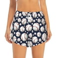 thumbnail image 2 of Xecao's Cute Basebal for a double-layer running short for women, perfect for gym, tennis, and more, featuring a convenient pocket., 2 of 9