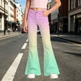 thumbnail image 2 of WhouRiu Girls Casual Flared Pants Fashion Gradient Color Rigid Waist Trousers With Pockets Kids Back To School Comfortable Everyday Wear,7-8 Years, 2 of 5