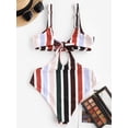 thumbnail image 4 of ZAFUL for Women Swimsuit Ribbed Rainbow Keyhole Cutout One-piece Swimsuit Multi M, 4 of 6