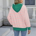 thumbnail image 4 of Idoravan Womens Sweatshirts Crewneck Women's Long Sleeve Drawstring Hooded Striped Pullover Casual Oversized Pullover Sweatshirt for Women with Pockets Pink, 4 of 8