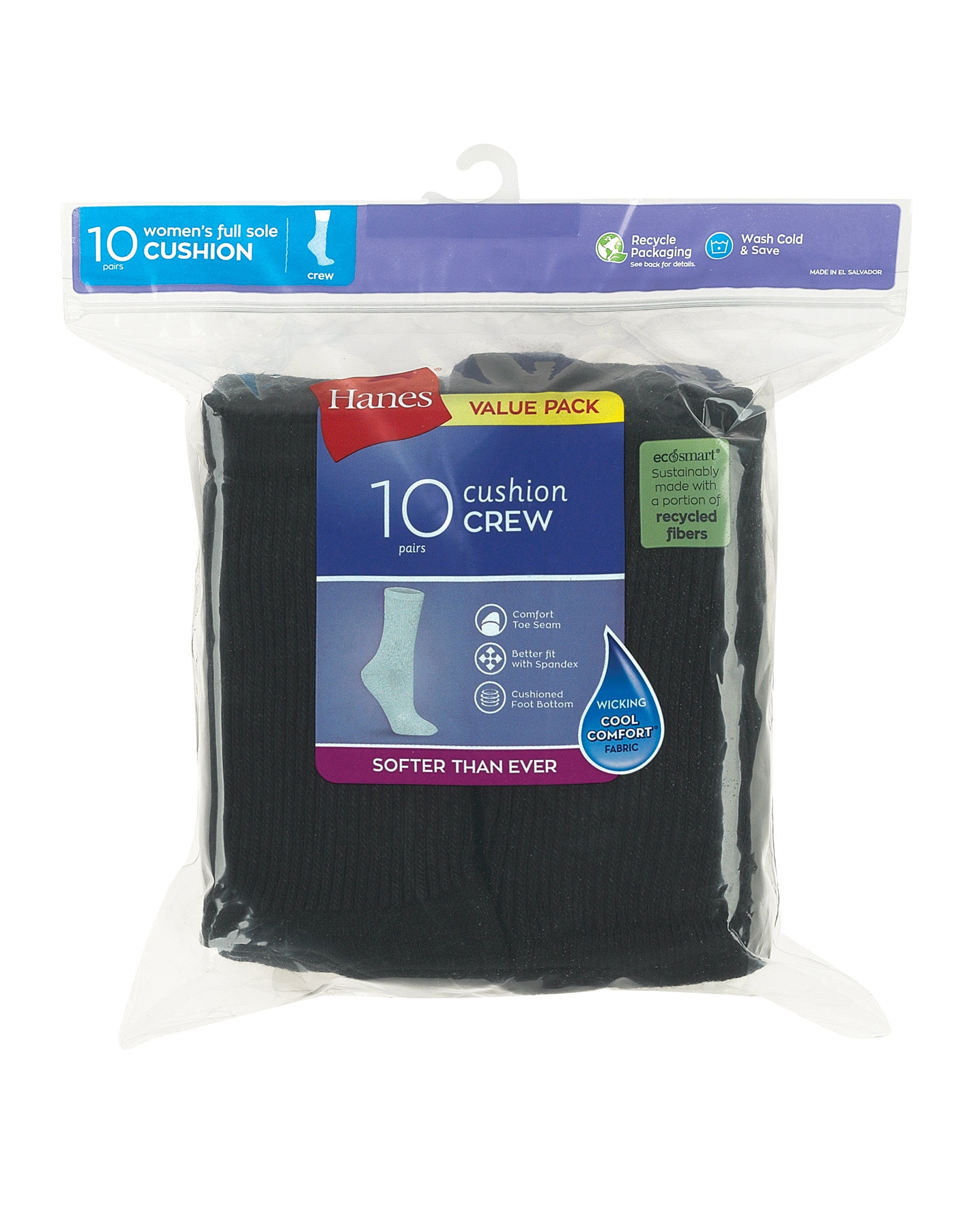 Women's Crew Socks, Cushioned, 10-Pack, Size 5-9