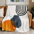thumbnail image 4 of Boho Mid Century Modern Throw Blankets, Orange Navy Blue Beige Soft Fleece Blanket Decorative for Home Sofa Couch Chair Living Bedroom, 40x50 inches,, 4 of 8