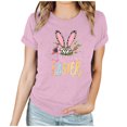 thumbnail image 2 of UPPADA Femmes Heureux Easter T-Shirt Bunny Lapin Graphique T-Shirt Manche Courte Lettres Amusantes Imprimées Chemises Manche Courte Col Rond Tuniques Hauts Rose,TG, 2 of 5