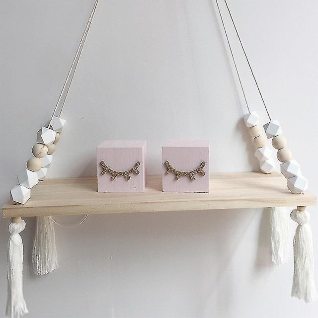(Blanco) Cute Woodedd Almacenamiento Cuerda Columpio Estante para colgar en la pared Estantes Titular Habitación Decoración para el hogar ZefeiWu 8390612564451