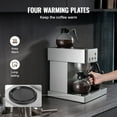 thumbnail image 3 of KFFKFF Commercial Drip Coffee Maker, 12 Cups Coffee-Maker Machine with 4 Glass Carafes and 4 Decanter Warmer Plates, Stainless Steel Drip Style Coffee Brewer, 3 of 9