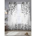 thumbnail image 2 of Grey Sheer Curtains 108 Inch Length 2 Panels for Living Room, Eucalyptus Leaves Voile Kitchen Curtain Set, Luxury Privacy Drapes Window Treatment for Bedroom, 2 of 7