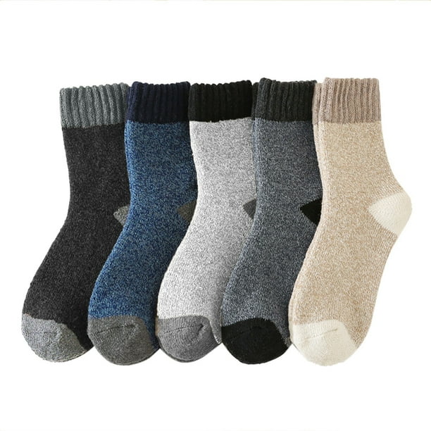 Calcetines térmicos para hombre, 5 pares de calcetines gruesos y cálidos de invierno, de lana transpirable, talla 37-44