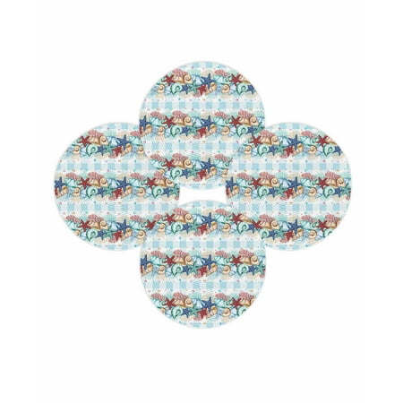 Round Placemats Set of 4 Ocean Coral Starfish Conch Place Mats Washable Woven Placemat Beach Marine Life Blue Plaid Circle Braided Table Mat for Kitchen Dining Table Party Home Decor 15 Inch Round Placemats Set of 4 Ocean Coral Starfish Conch Place Mats Washable Woven Placemat Beach Marine Life Blue Plaid Circle Braided Table Mat for Kitchen Dining Table Party Home Decor 15 Inch