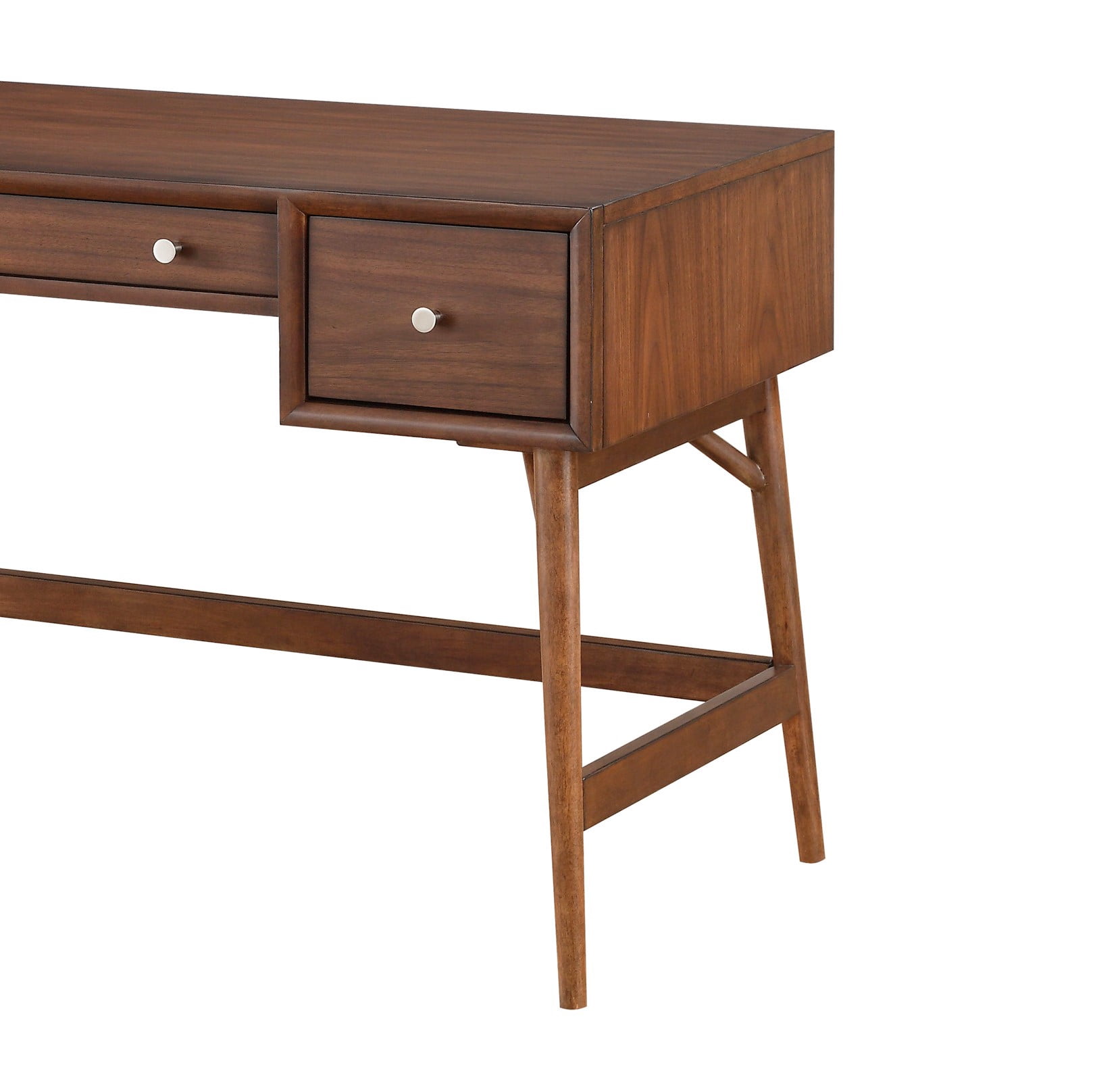 Writing Desk Storage Drawers Nickel Knob Hardware Walnut Veneer Wood Furniture