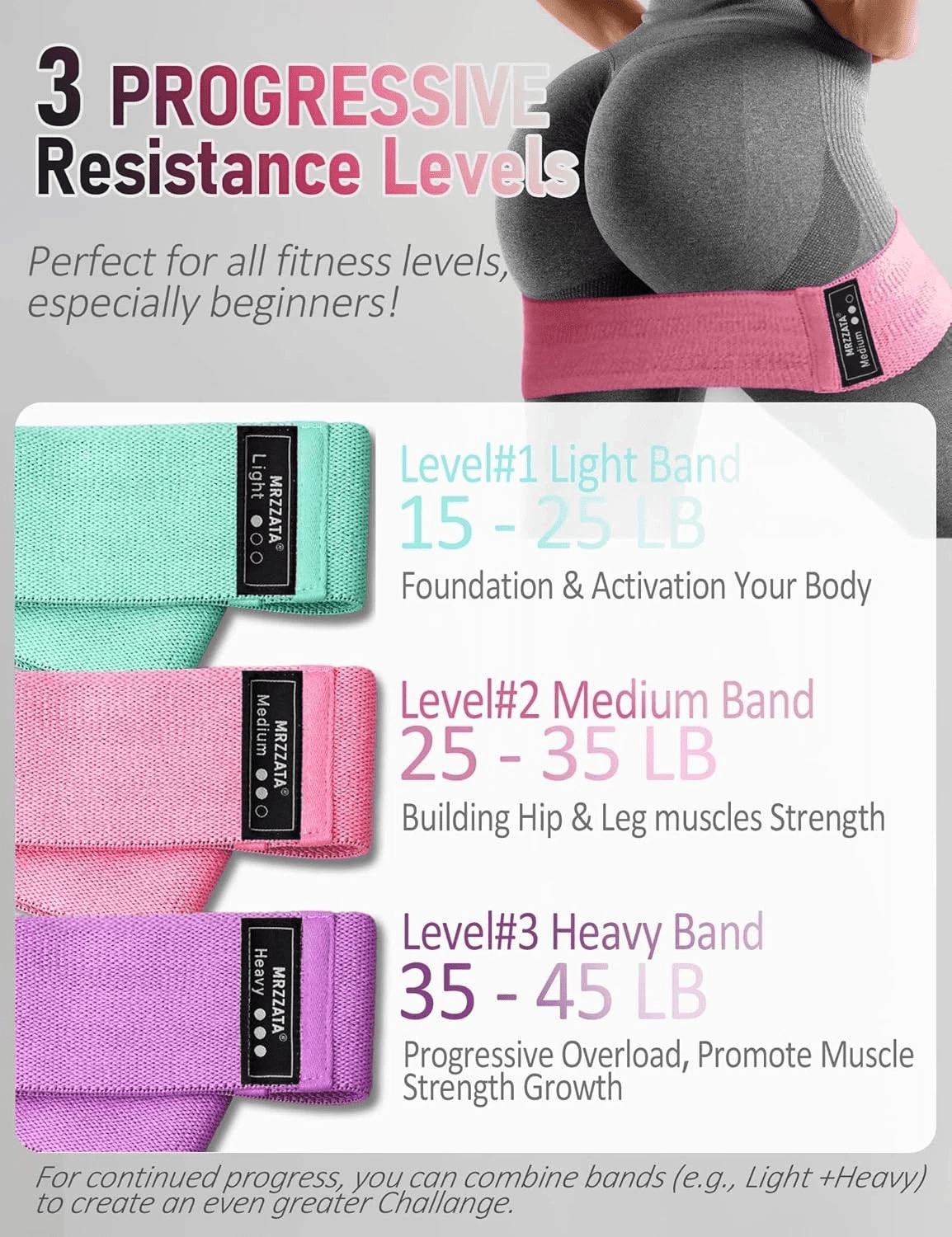 Set of 3 Resistance Exercise Loop Bands Fitness Home Gym Yoga Glutes Trainer