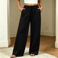 thumbnail image 3 of HomeDM Women's Sweatpants Drawstring Loose Lounge Pants with Pockets for Summer Casual Work Black L, 3 of 8