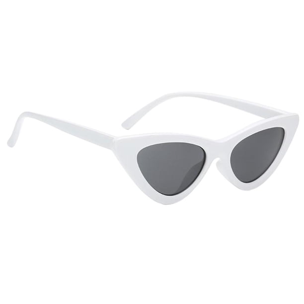 de sol Rectángulo Retro Marco clásico Unisex - Blanco + Gris Lente de color blanco fram Deep Grey Sunnimix Gafas de sol del ojo de gato de las mujeres