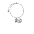 thumbnail image 2 of Delight Jewelry Black Nickeltone Crystal Initial - X - Beaded Border - Domed Thank You Charm Bracelet, 6"+2", 2 of 5
