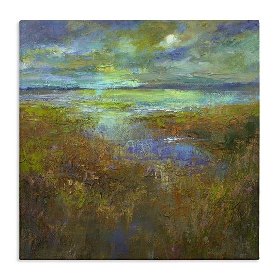 Stupell Industries Abstract Stream View Landscape & Nature Painting Wrapped Canvas Art Print Wall Art, 17 x 17