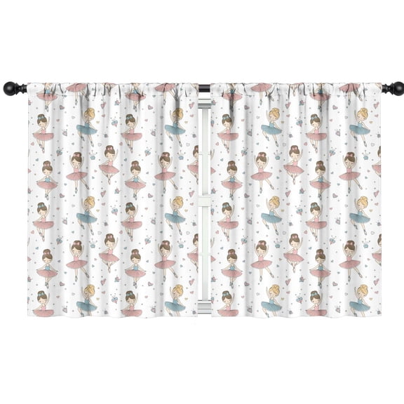 Blackout Kids Curtains,Ballet Princess Pattern Childrens Insulated Curtains Set Of 2,Bedroom Essentials,Toddler Room Decor 42"x54"