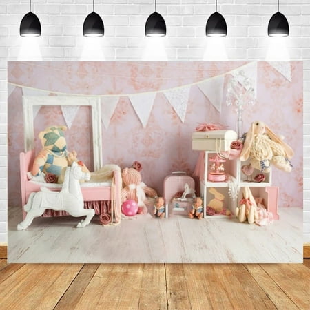 Image of Toy Doll Room Interior Portrait Princess Newborn Baby Shower Girl Birthday Backdrop Vinyl Photography Background Photophone Prop