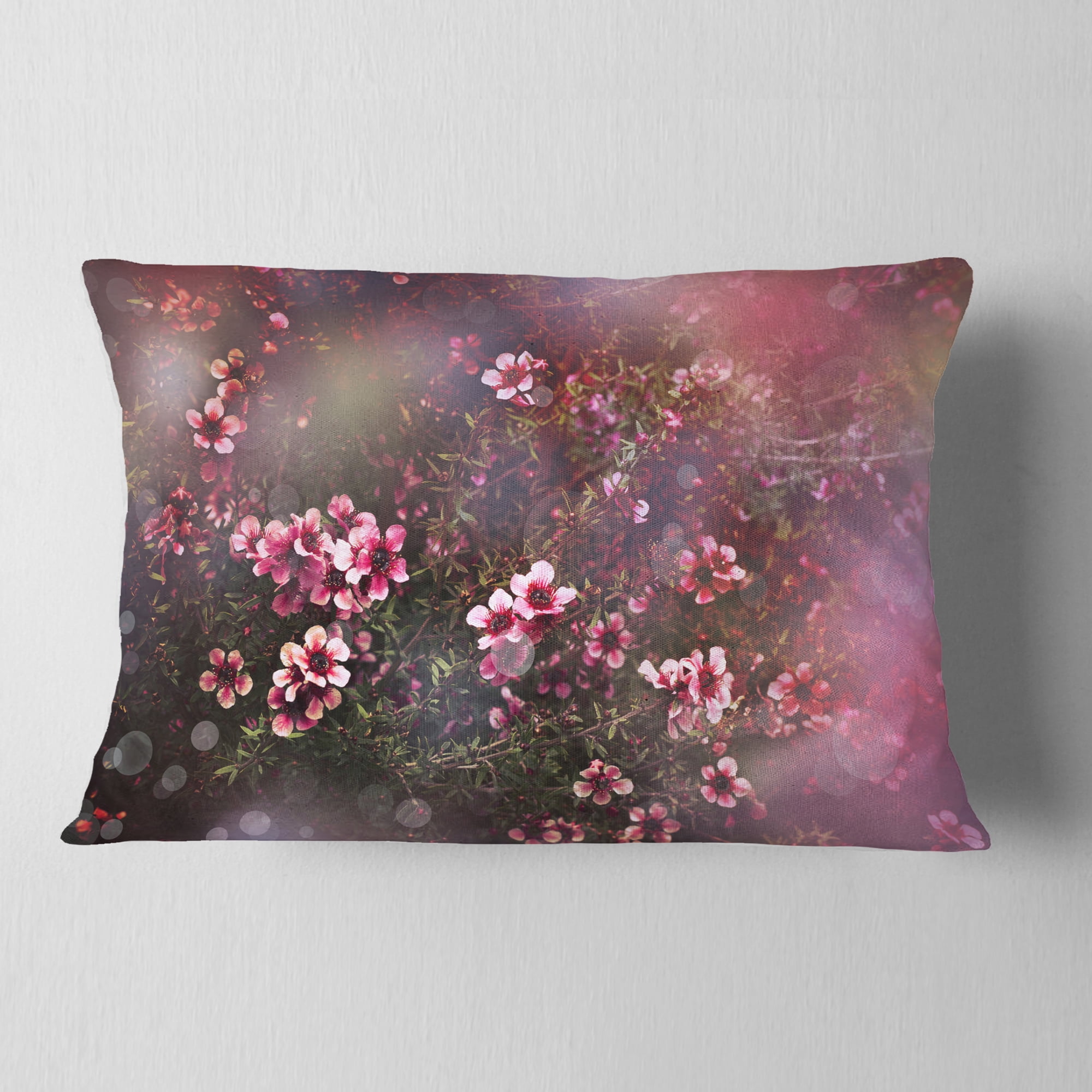 Designart Sakura Japanese Cherry - Photography Floral Throw Pillow - 12x20