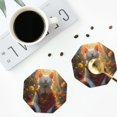 thumbnail image 3 of Bingfone Vintage Sunshine Flower Meditating Cat Leather Drinks Coasters with Set of 6,Suitable for Home Kitchen,Coffee Cup Coasters Home Gift, 3 of 7