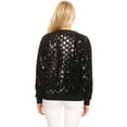 thumbnail image 2 of Fashion Womens Sequin Long Sleeve Front Zip Jacket with Ribbed Cuffs, 2 of 6