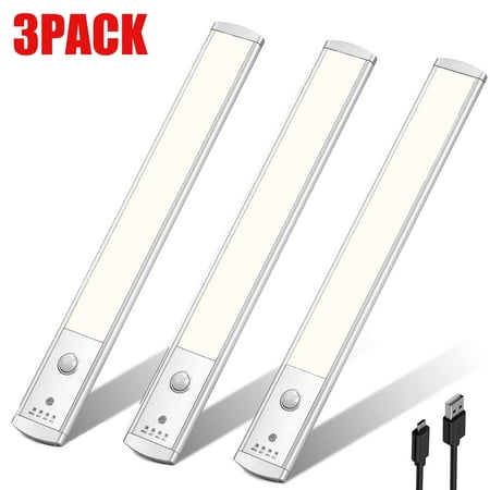 

Motion Sensor Under Cabinet Light 46 LED Closet Lights Wireless USB Rechargeable Cabinet Lights Under Counter Lighting for Kitchen Wardrobe Hallway 3 Pack