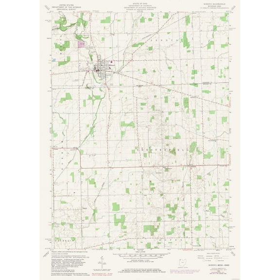 Topographical Map - Morenci Michigan Quad - USGS 1960 - 23 x 32.13 - Vintage Wall Art