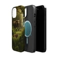 thumbnail image 2 of DistinctInk Tough Case for Apple iPhone 13 (6.1" Screen), Compatible with MagSafe Charging - "Jungle Encounter: A Bengal Tiger and African Elephant", 2 of 6