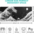 thumbnail image 3 of Japanese Black Sea Wave Mouse Pad - Abstract Black Gaming Mouse Pad 31.5x11.8 Inch Non-Slip Rubber Base Large Mousepad Stitched Edges Keyboard Mouse Mat Desk Pad for Office Home, 3 of 5