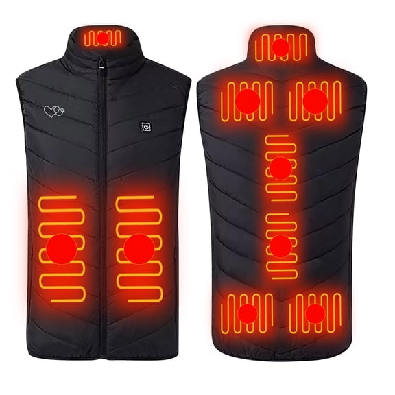 KeShDi Heated Vests for Men Printed Intelligent Control Nine Heating Fashion Sleeveless Hooded Casual Jacket Black 4X