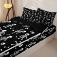 thumbnail image 3 of Homewish Cartoon Halloween Skeleton Zipper Twin Comforter Sets with Fitted Sheet and 2 Pillowcases for Teens, Black White Skull Zipper Bedding Set, Black Reversible, 4pcs, 3 of 6