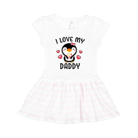 

Inktastic I Love My Daddy with Cute Penguin and Hearts Gift Toddler Girl Dress