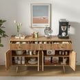 thumbnail image 6 of Modern Farmhouse Buffet Cabinet, 4-Doors 3-Drawers Wood Coffee Bar Cabinet with Adjustable Shelves, Walnut, 6 of 9